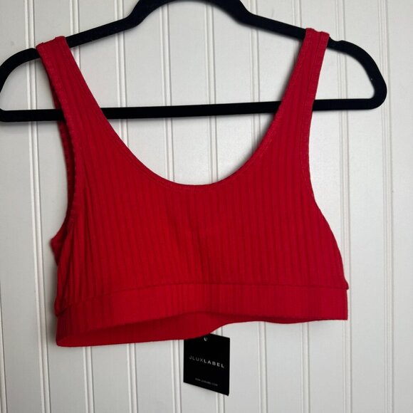 Jlux Label NWT red ribbed sleeveless crop tank size medium K40 - Picture 5 of 5
